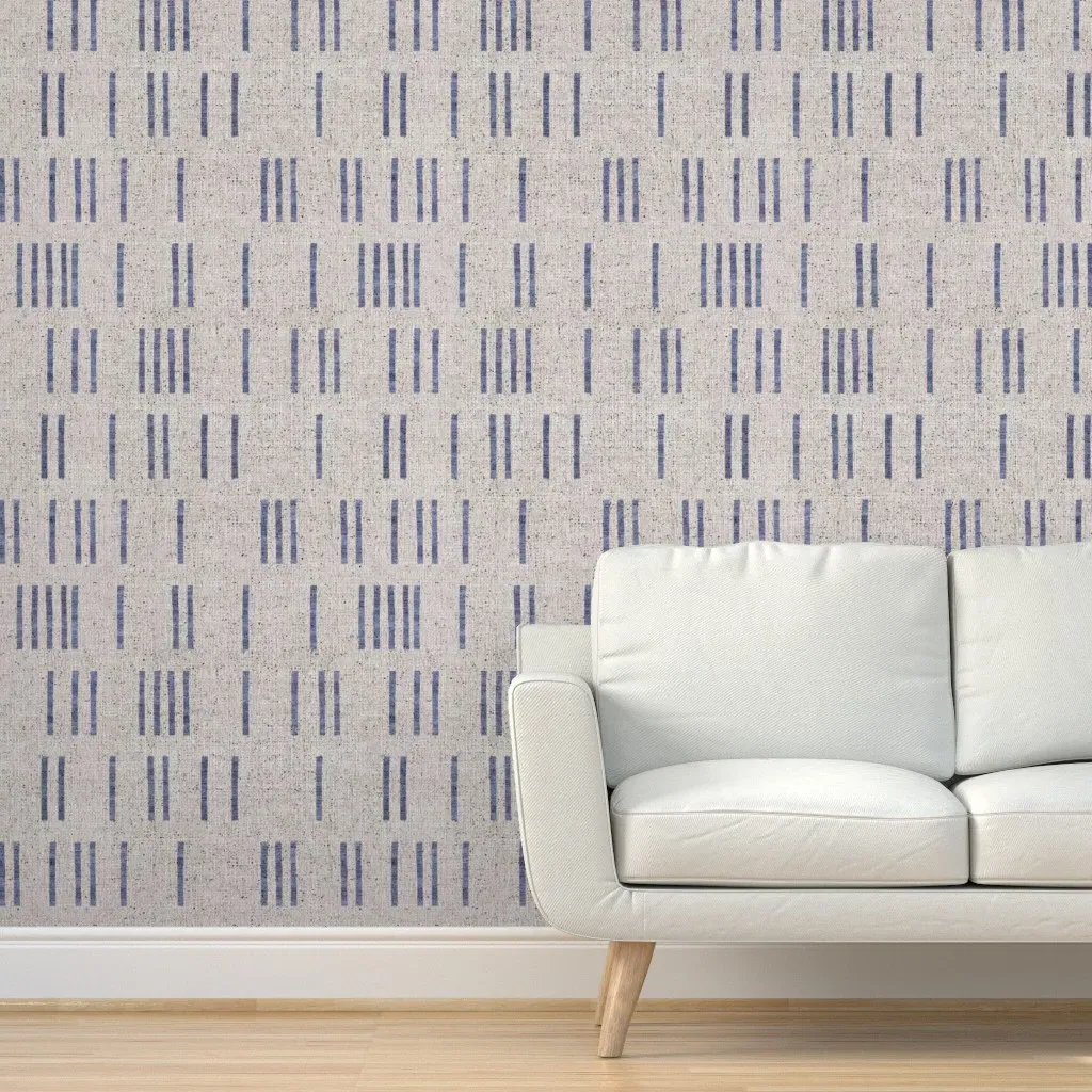 French Linen Bogo Peel and Stick Wallpaper - Navy Blue product