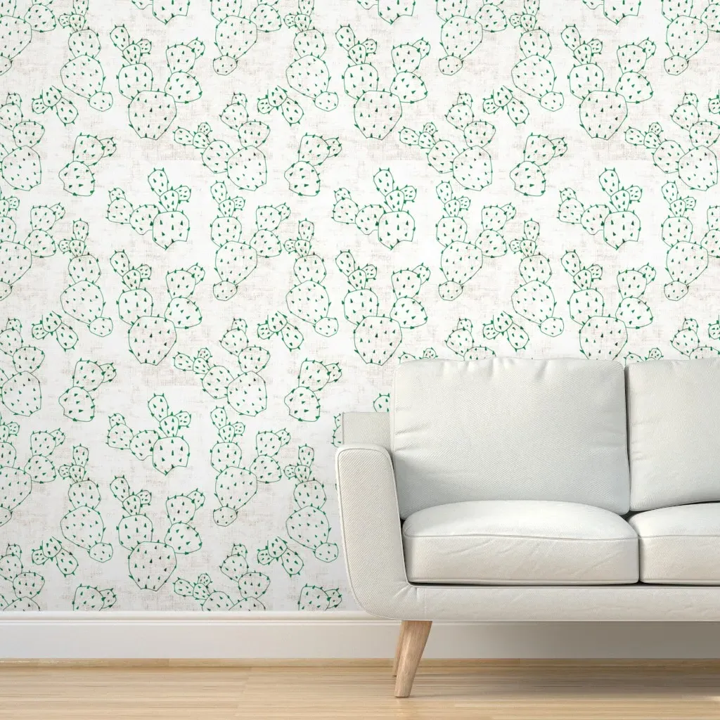 French Linen Cactus Peel and Stick Wallpaper - Green product