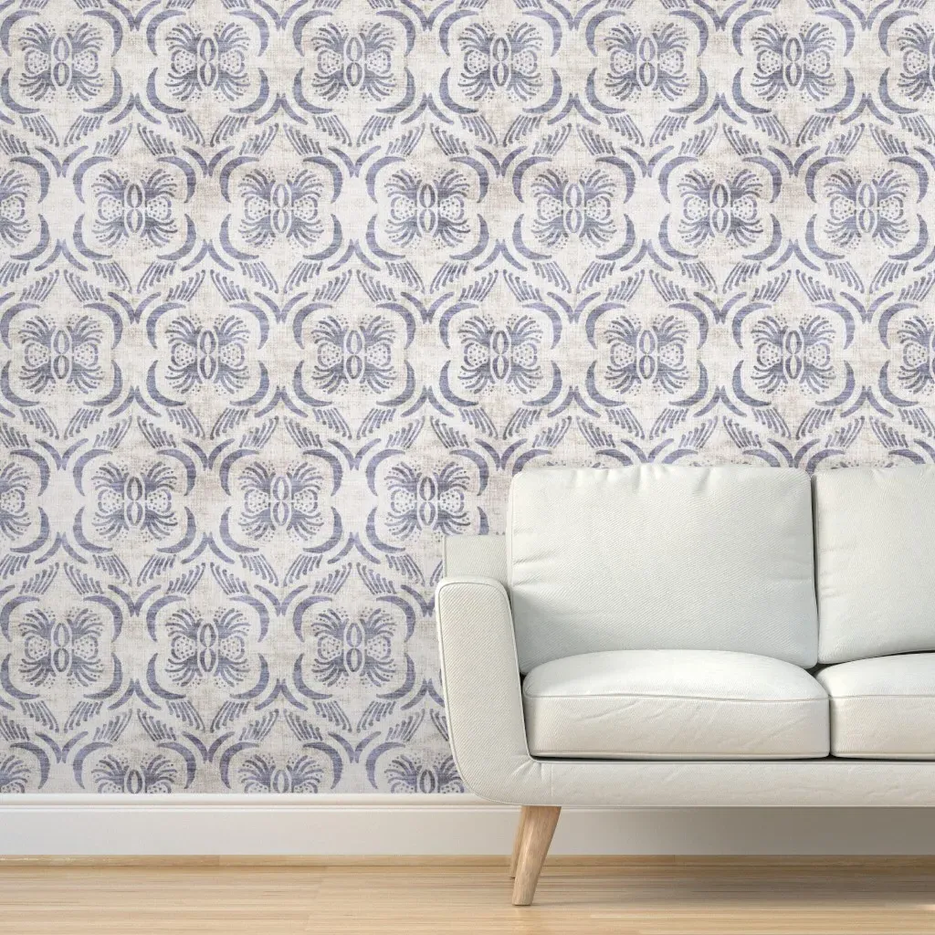 French Linen Geo Floral Peel and Stick Wallpaper - Gray product