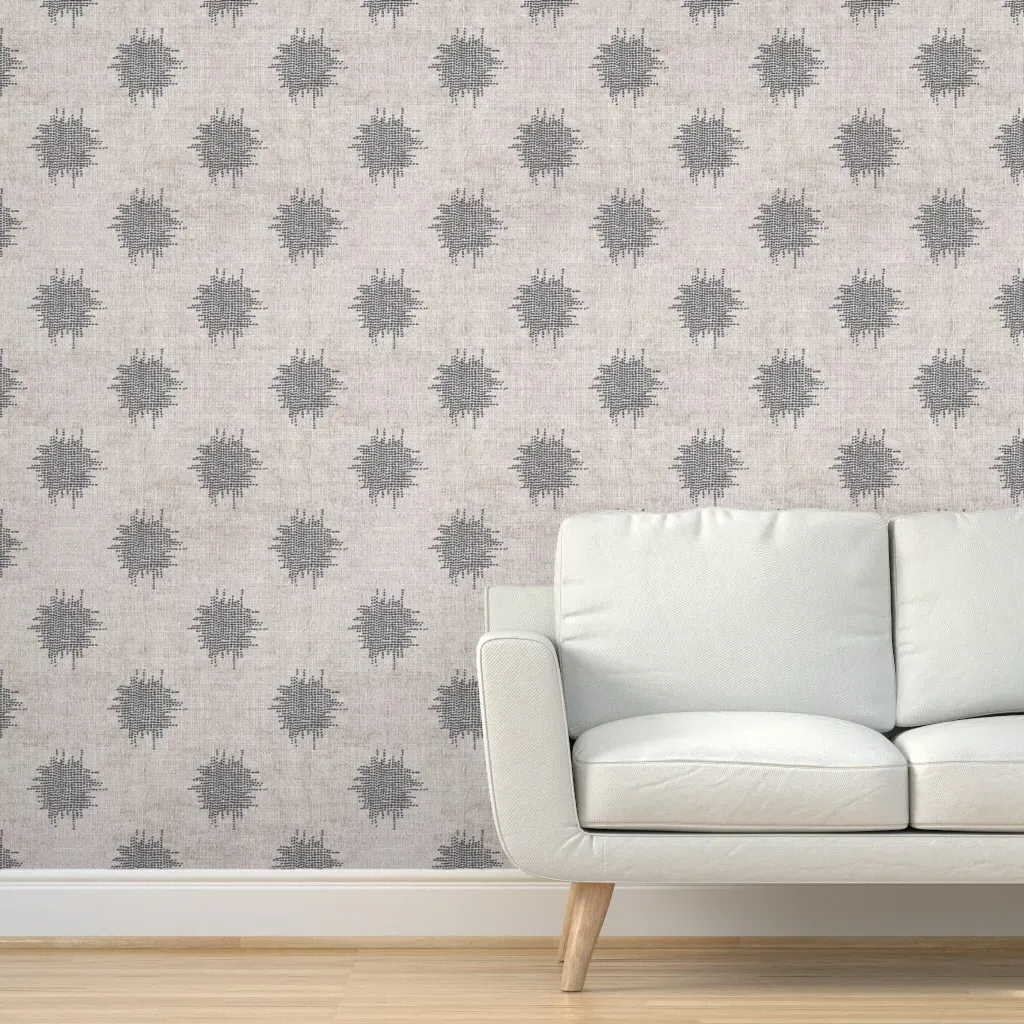 French Linen Ikat Dot Peel and Stick Wallpaper - Dark Gray product