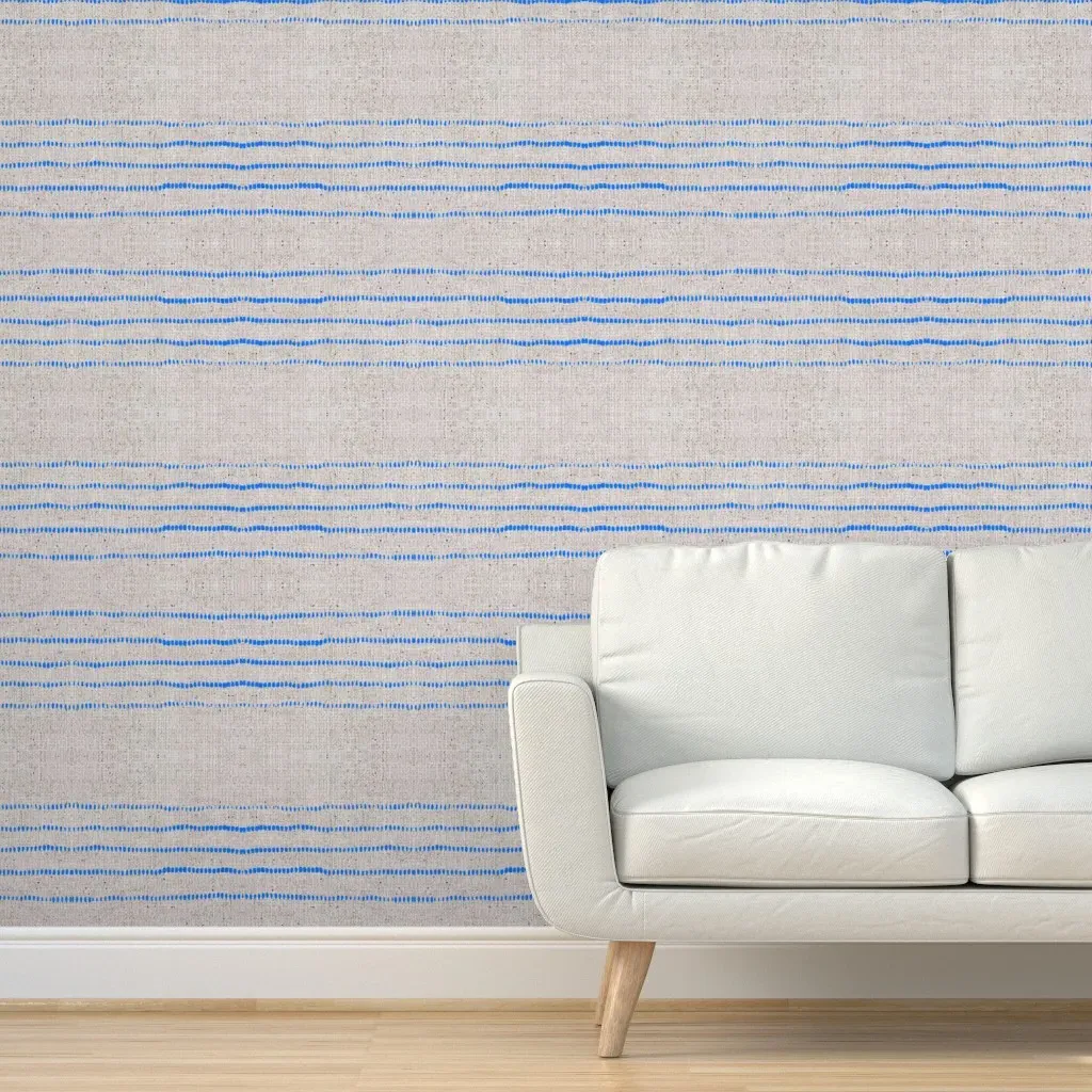 French Linen Seaside Stripe Peel and Stick Wallpaper - Blue product