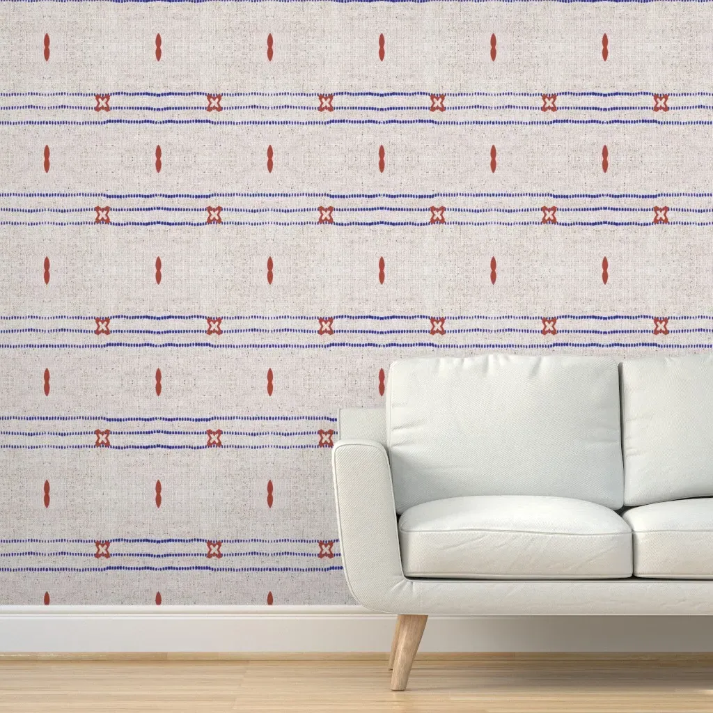 French Linen Stripes Peel and Stick Wallpaper - Beige product
