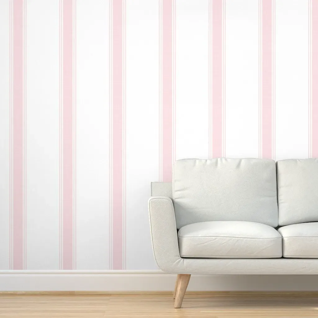 French Linen Vertical Stripes Peel and Stick Wallpaper - Pink product