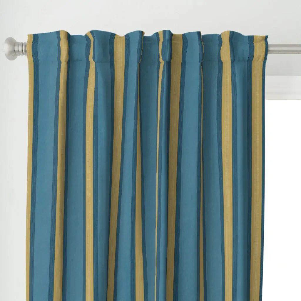 French Provincial Stripes Curtain Panel - Teal alternate view