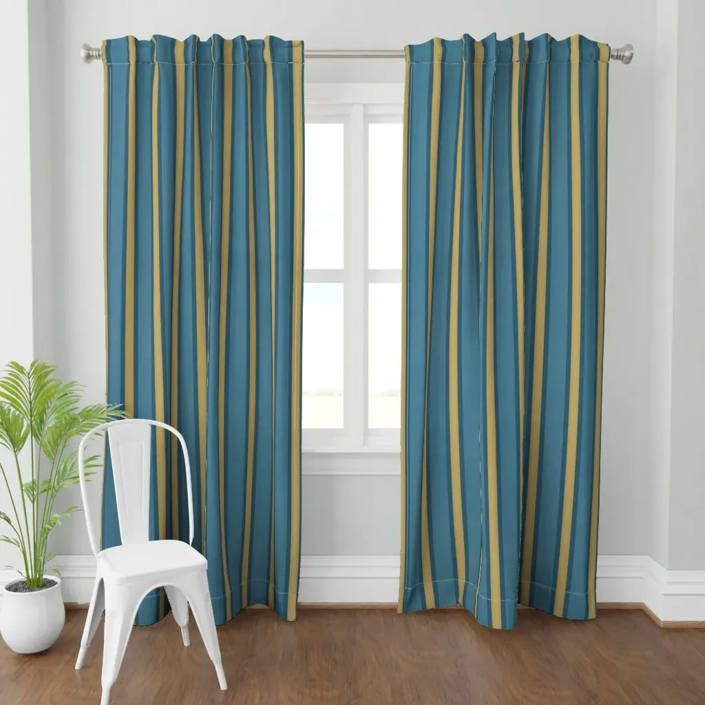 French Provincial Stripes Curtain Panel - Teal product