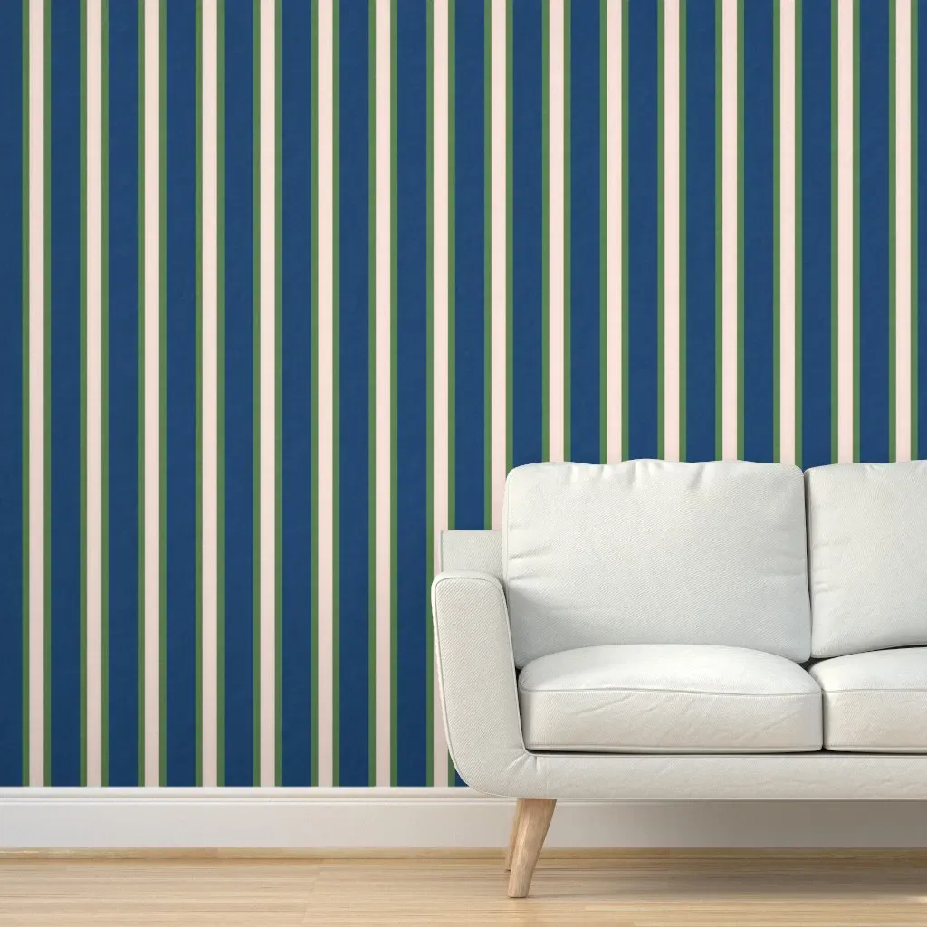French Provincial Stripes Peel and Stick Wallpaper - Navy Blue product