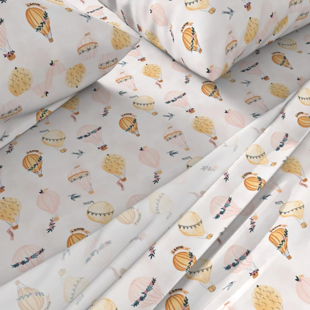 French Romance Hot Air Balloons Full Sheet Set - Pink alternate view