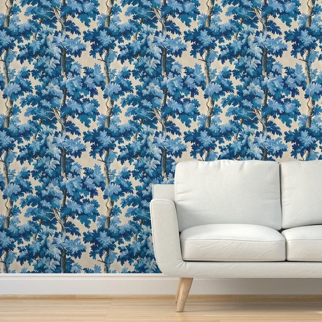 French Tapestry Oak Forest Peel and Stick Wallpaper - Blue, Grey product