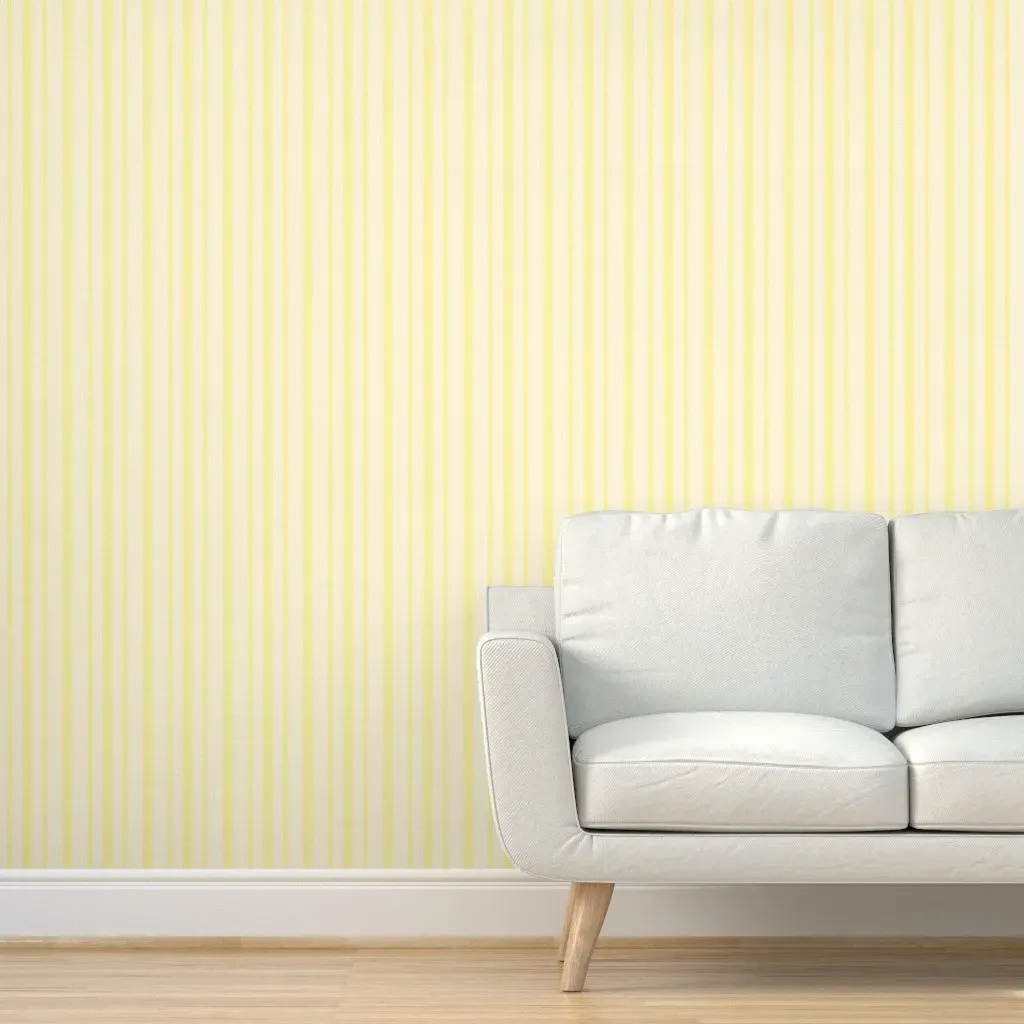 French Ticking Circe Peel and Stick Wallpaper - Pale Yellow product