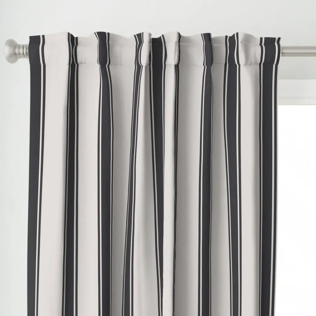 French Ticking Curtain Panel - Gray alternate view