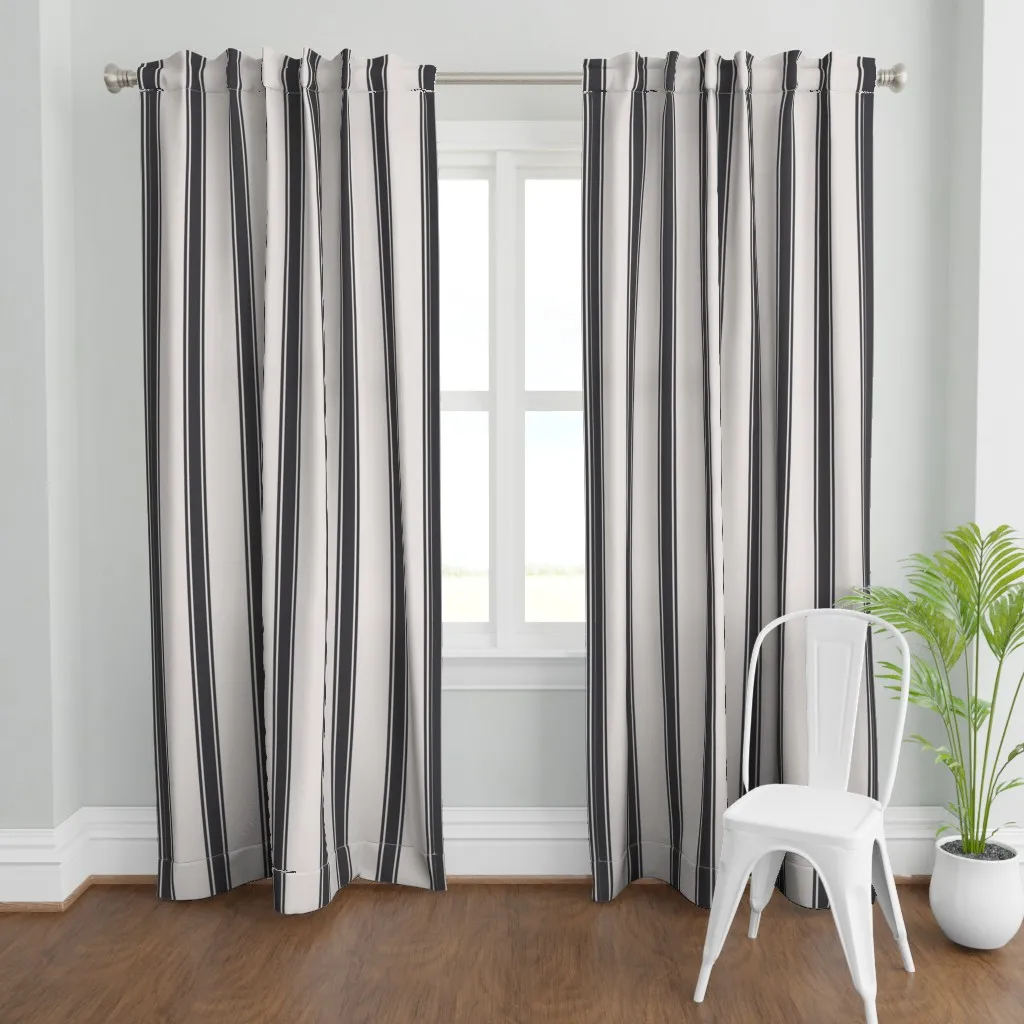 French Ticking Curtain Panel - Gray product