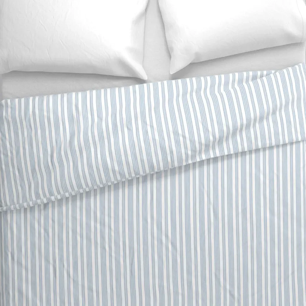 French Ticking Duvet Cover - Light Blue alternate view