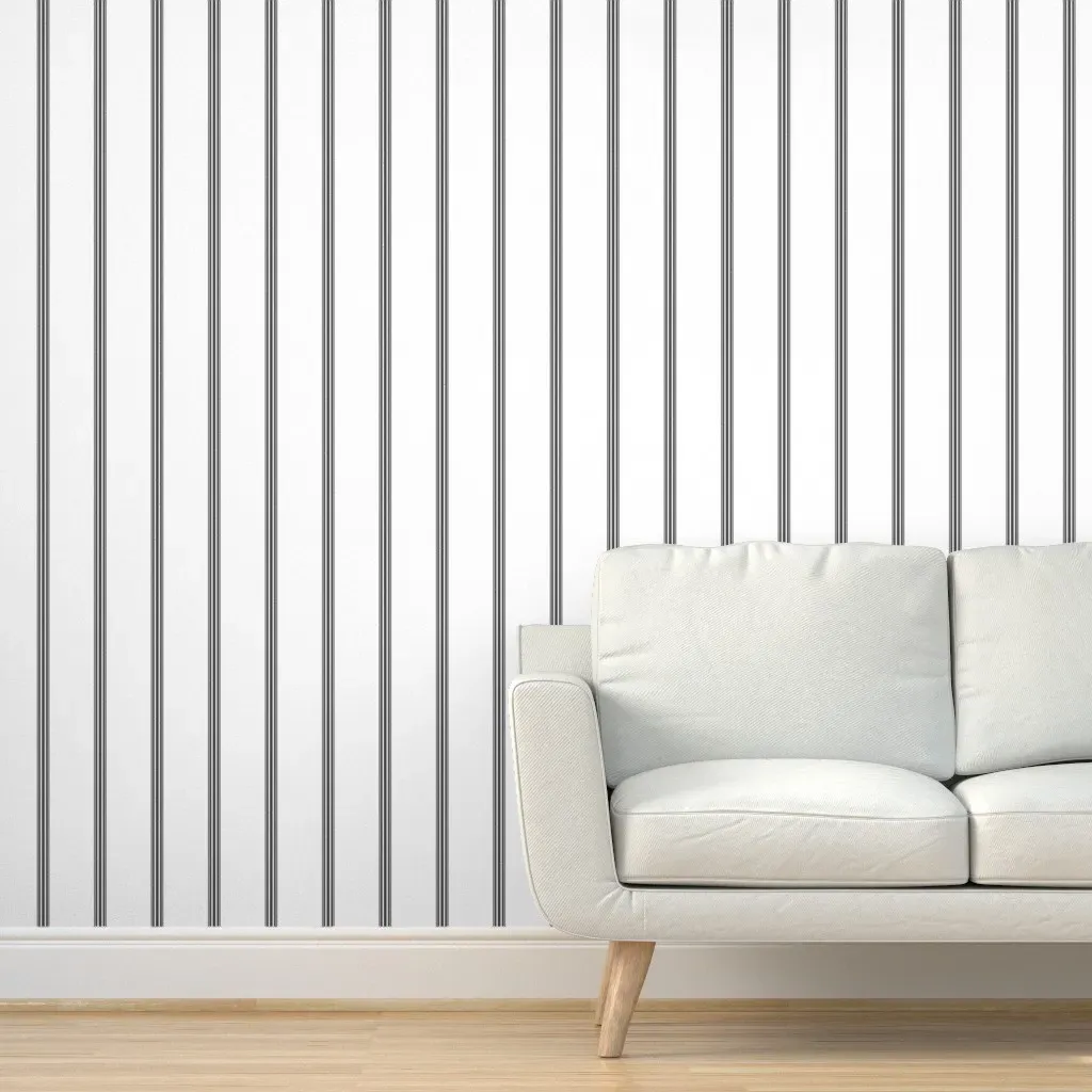 French Ticking Grain Sack Peel and Stick Wallpaper - Black product