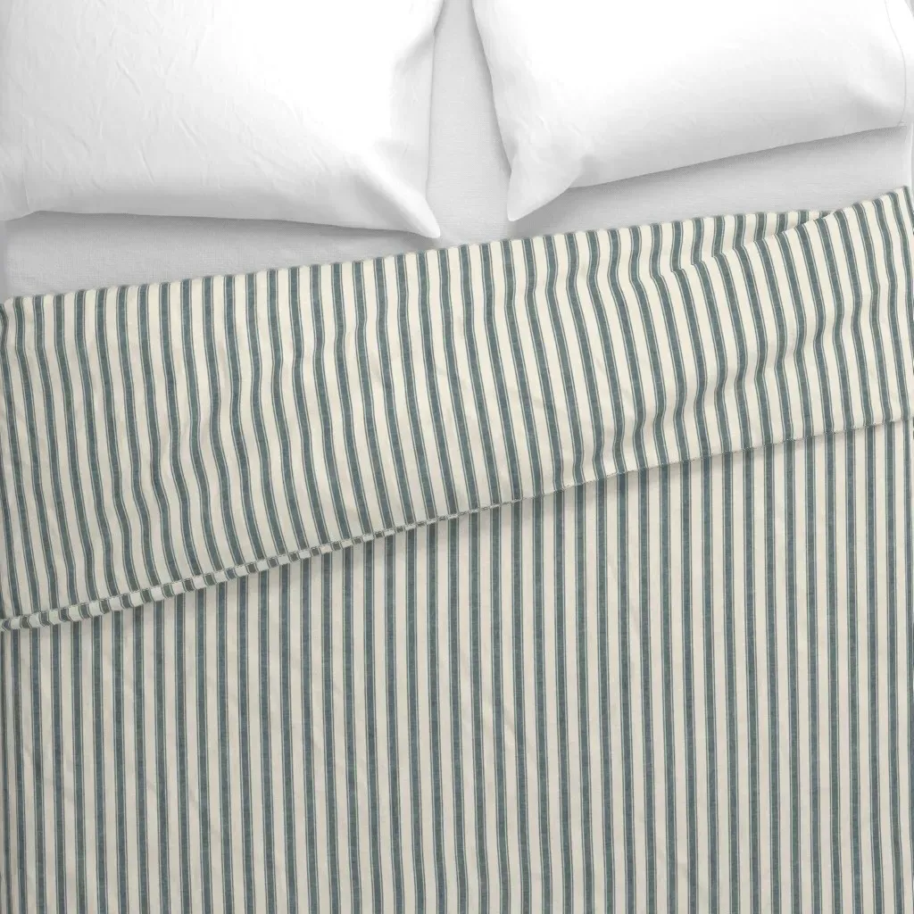 French Ticking Stripe Faded Duvet Cover - Gray alternate view