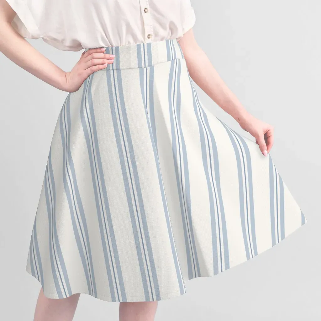 French Ticking Stripe Pique Fabric by the Yard - Light Blue alternate view