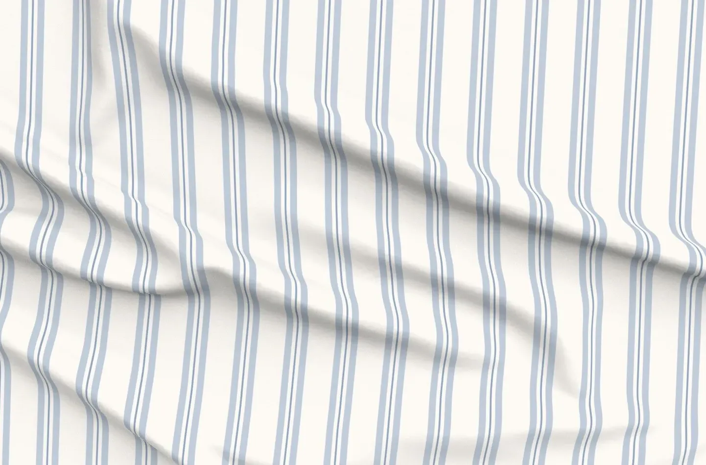 French Ticking Stripe Pique Fabric by the Yard - Light Blue product