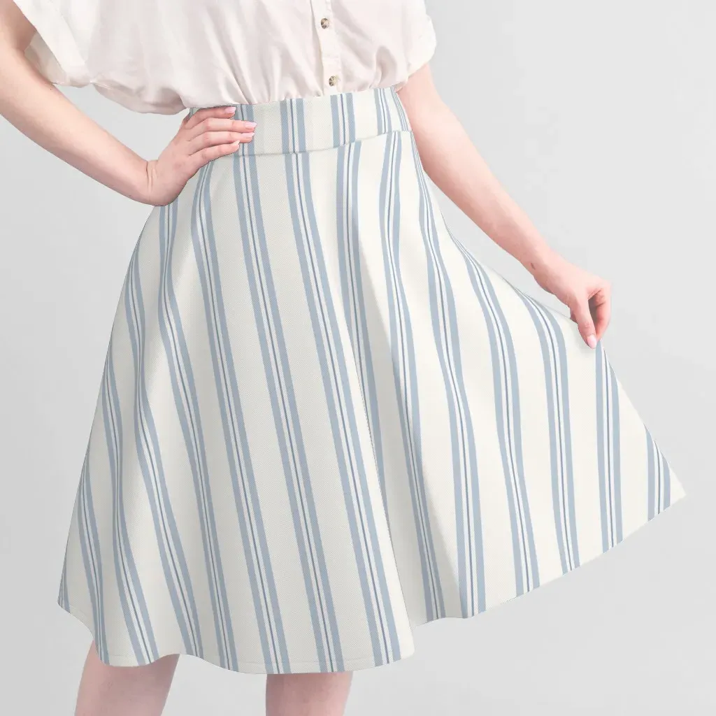 French Ticking Stripes Fabric by the Yard - Light Blue, Sport Pique alternate view