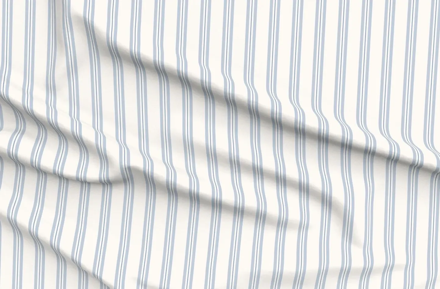 French Ticking Stripes Fabric by the Yard - Light Blue, Sport Pique product