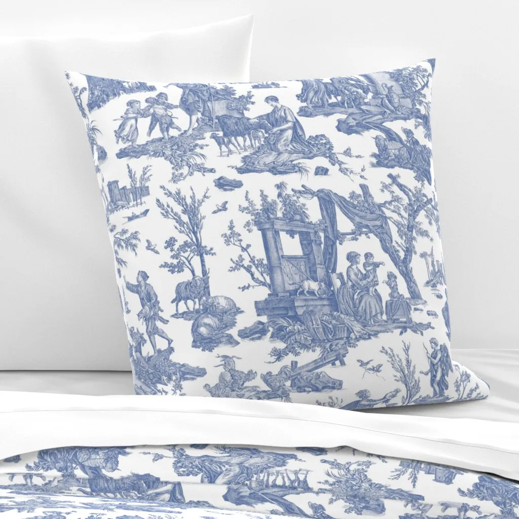 French Toile Euro Pillow Sham - Blue product