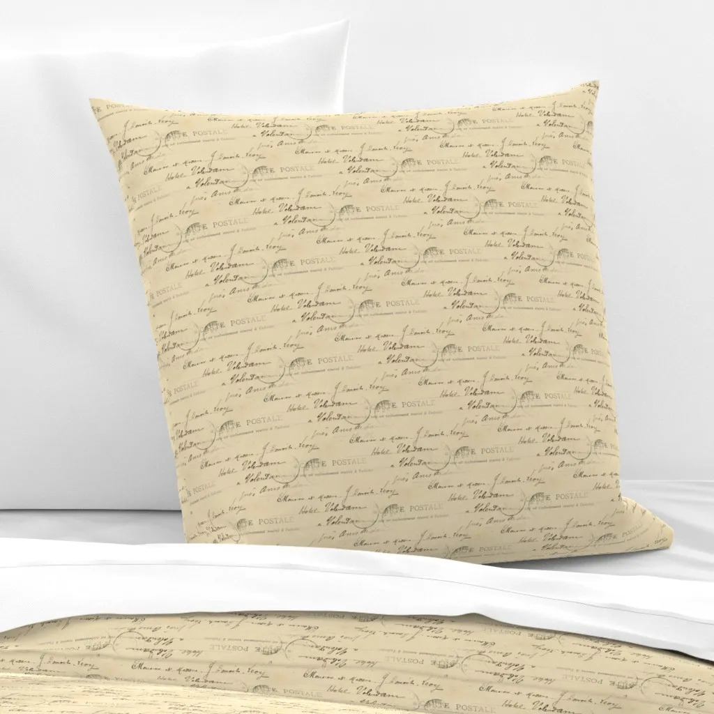 French Vintage Handwriting Postcard Euro Pillow Sham - Beige product