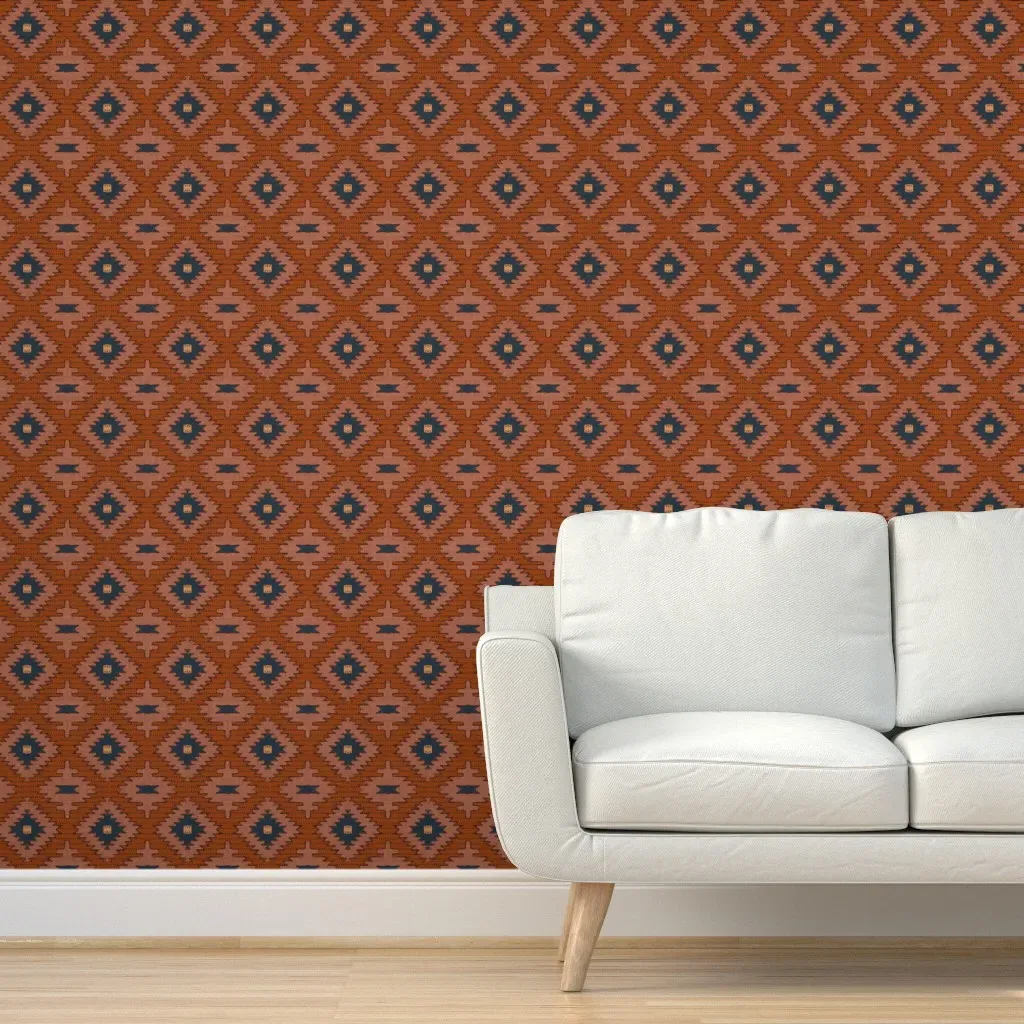 French Vintage Sedona Peel and Stick Wallpaper - Red, Blue, Brown product