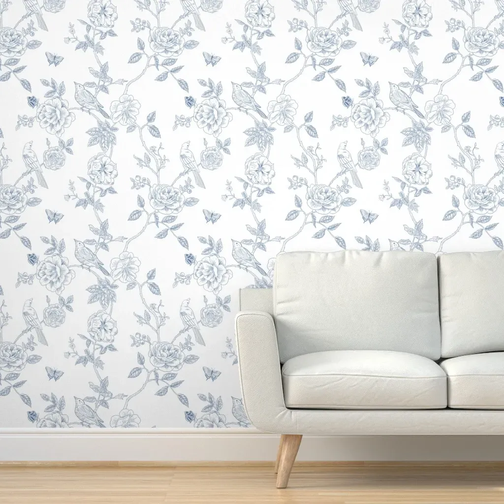 French Vintage Toile Peel and Stick Wallpaper - Blue product
