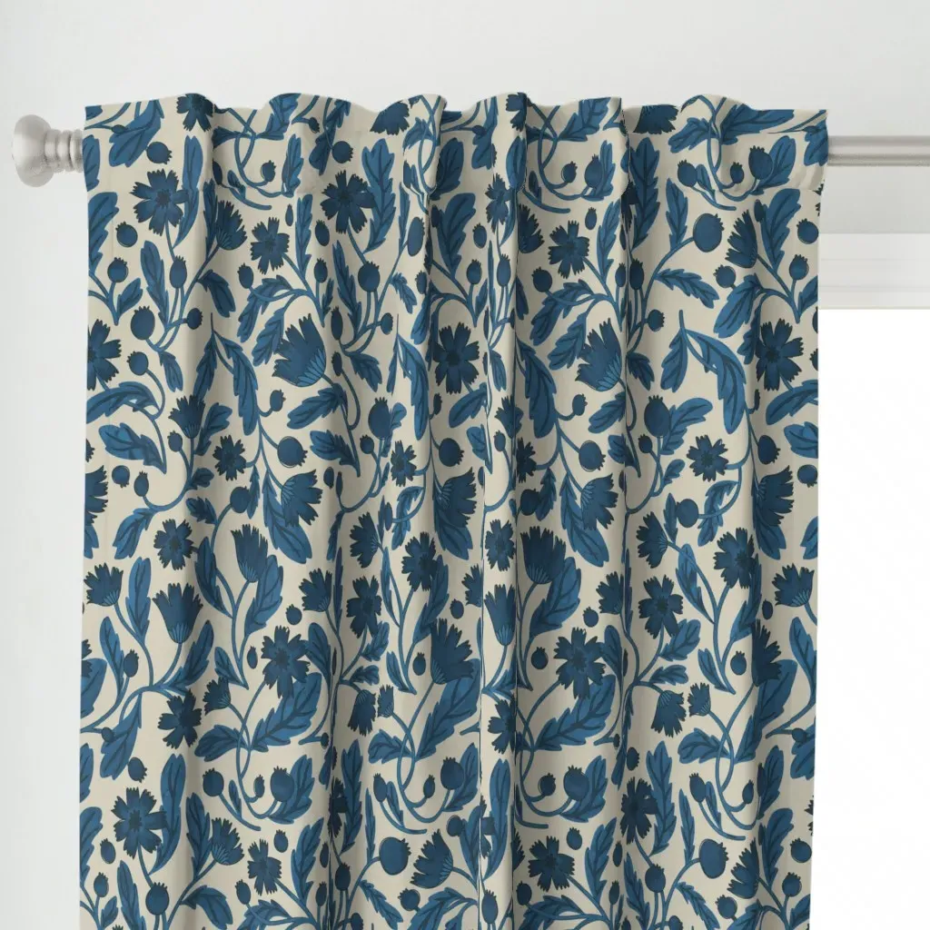 Frenchie Romantic Curtain Panel - Blue alternate view