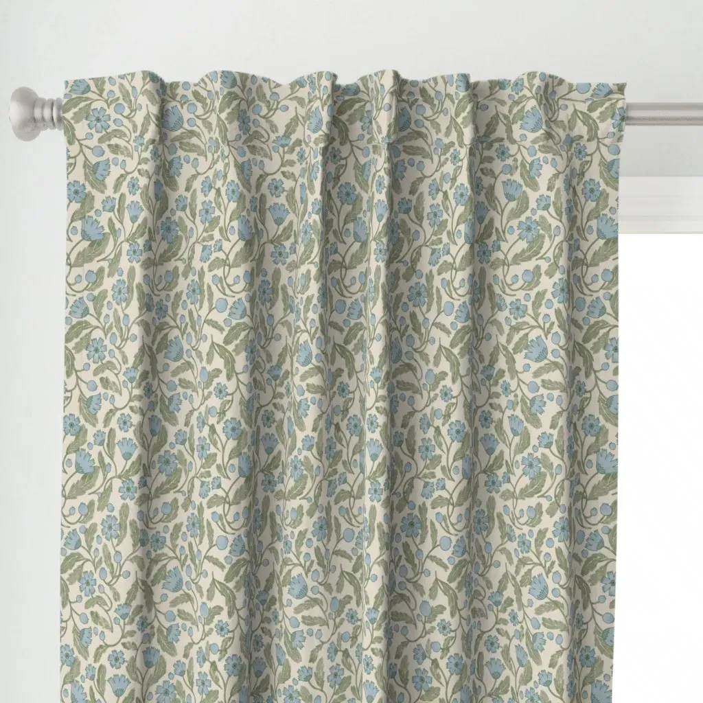 Frenchie Romantic Curtain Panel - Dusty Blue alternate view