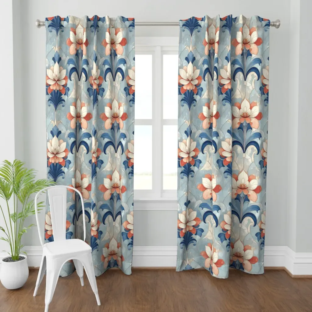 Fresco Nouveau Lotus Curtain Panel - White product
