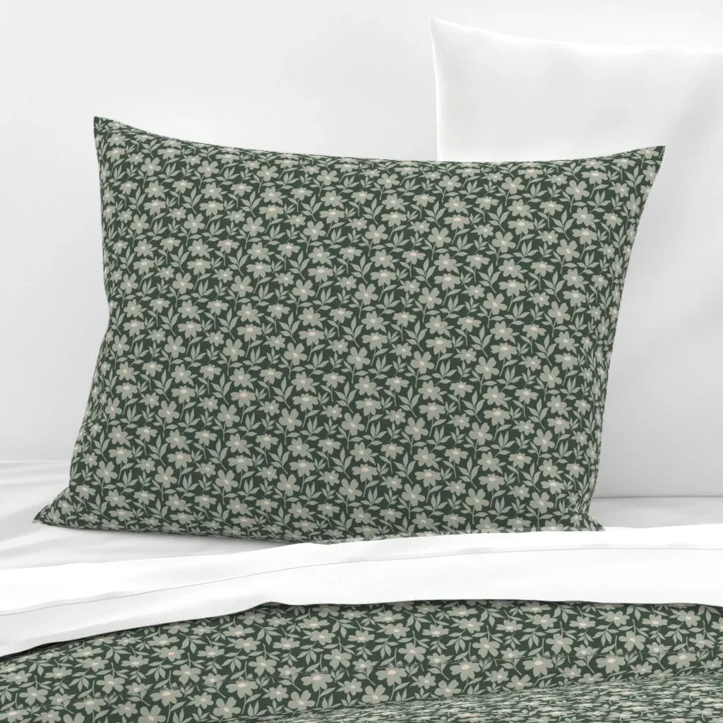 Fresh Floral Standard Knife Edge Cushion Cover - Sage Green, Cotton Sateen product