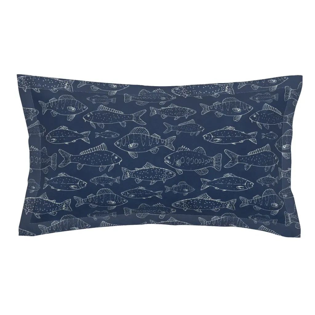 Freshwater Fish Print King Pillow Sham - White product