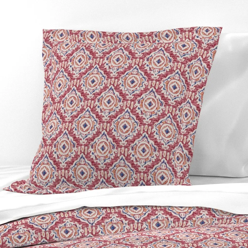 Freshwater Snapping Turtle Ikat Euro Pillow Sham - Burgundy product