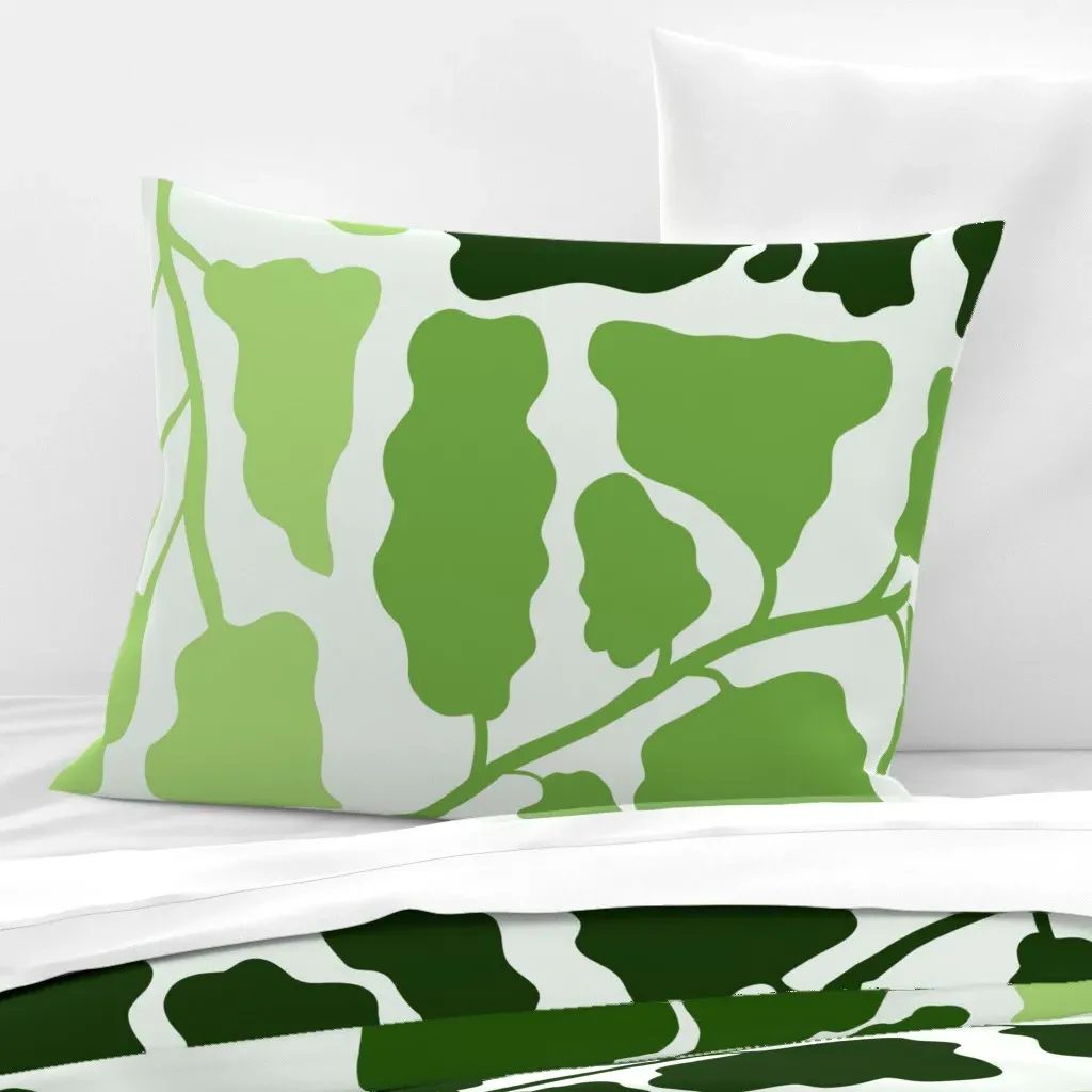 Freshy Spring Leaves Standard Knife Edge Pillow - Dark Green, Cotton Sateen product
