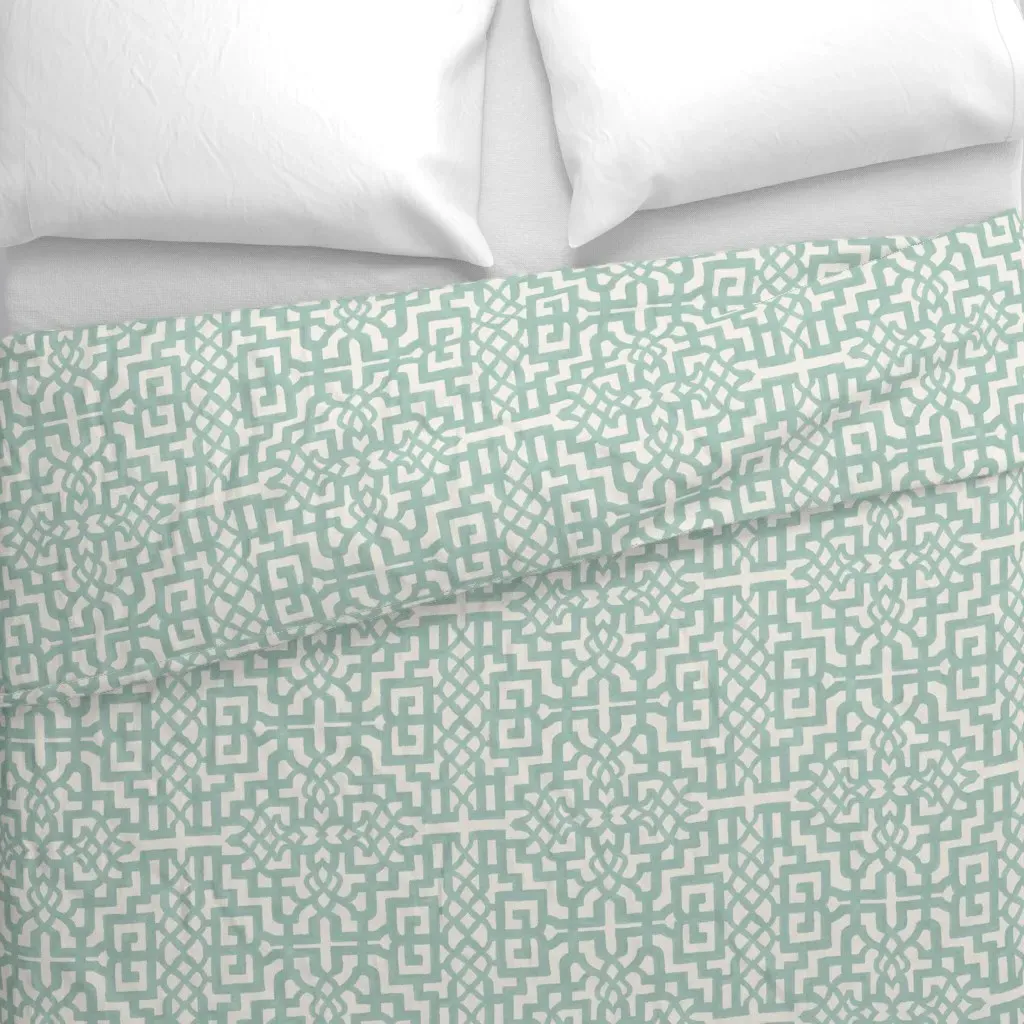 Fretwork Garden Rainy Day Duvet Cover - Teal alternate view