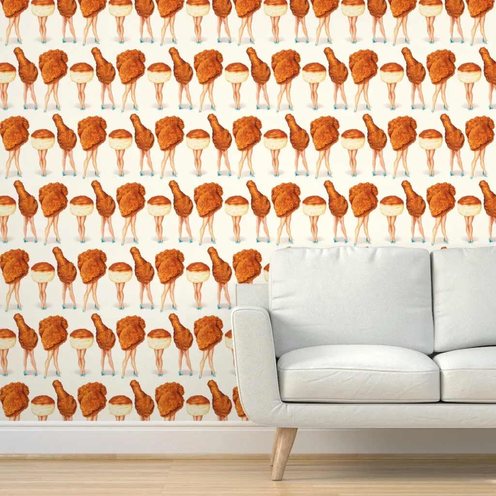 Fried Chicken Pin-Ups Peel and Stick Wallpaper - Beige product