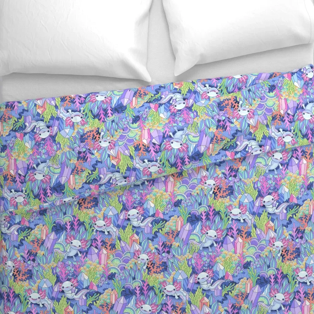 Friendly Axolotles Duvet Cover - Light Purple alternate view