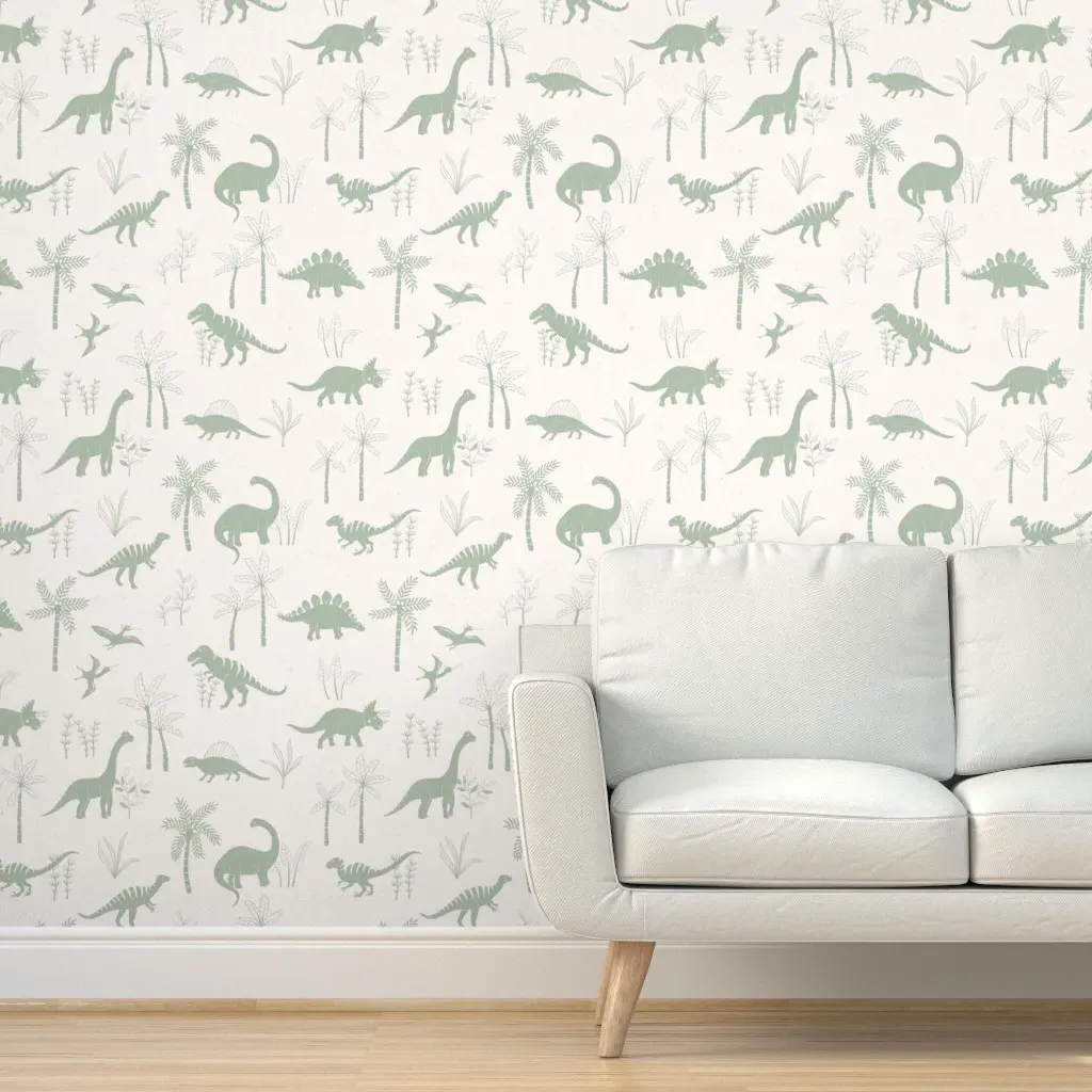 Friendly Dinos Peel and Stick Wallpaper - Sage Green product