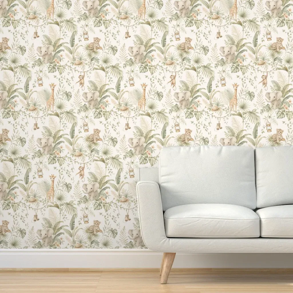 Friendly Jungle Nursery Peel and Stick Wallpaper - Green product
