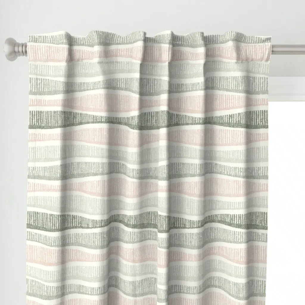 Fringe Large Greens Blush Curtain Panel - Sage Green alternate view