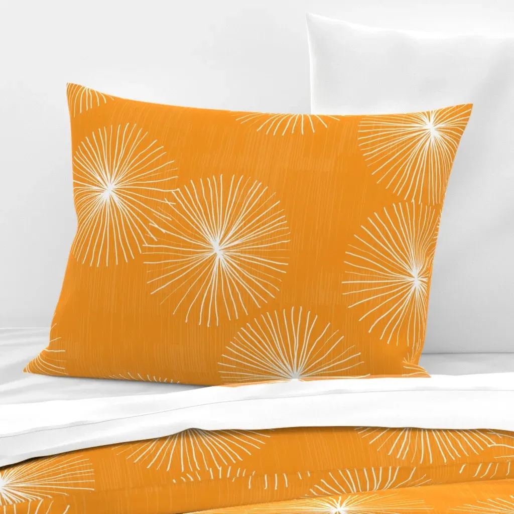 Friztin Dandelions M+M Persimmon Standard Pillow - Orange, Cotton Sateen product