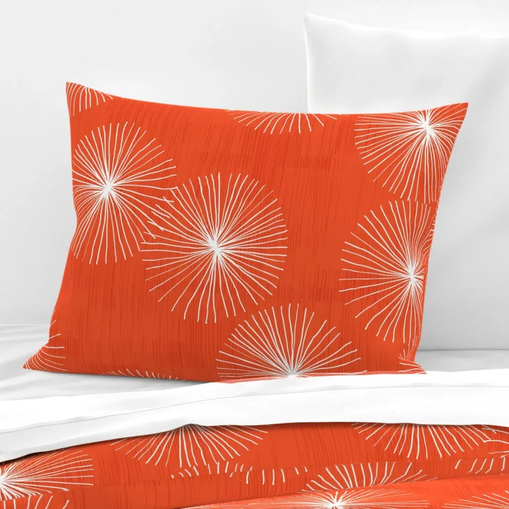 Friztin Dandelions M+M Watermelon Standard Knife Edge Pillow - Orange, Cotton Sateen product