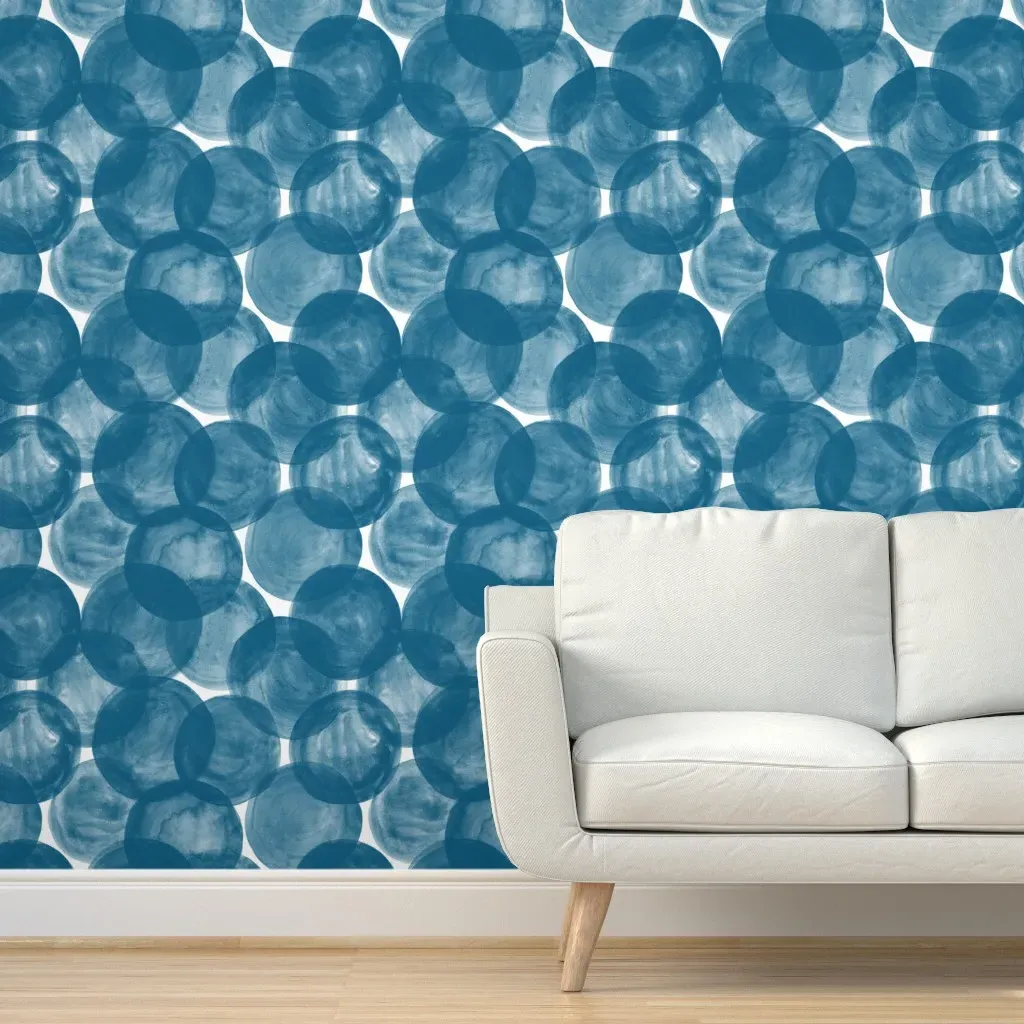 Friztin Huge Watercolor Dots M+M Peel and Stick Wallpaper - Ultramarine product