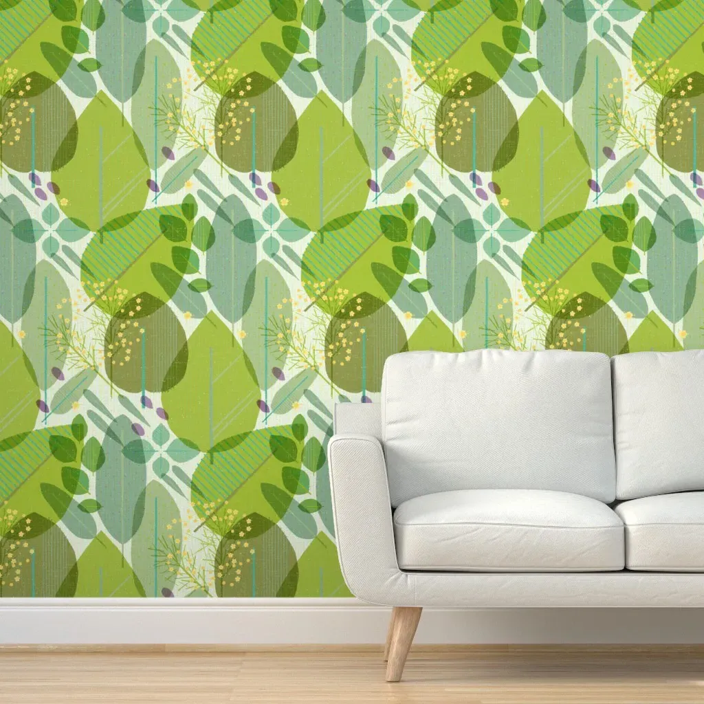 Friztin Retro Mod Herbs Jumbo Peel and Stick Wallpaper - Green product