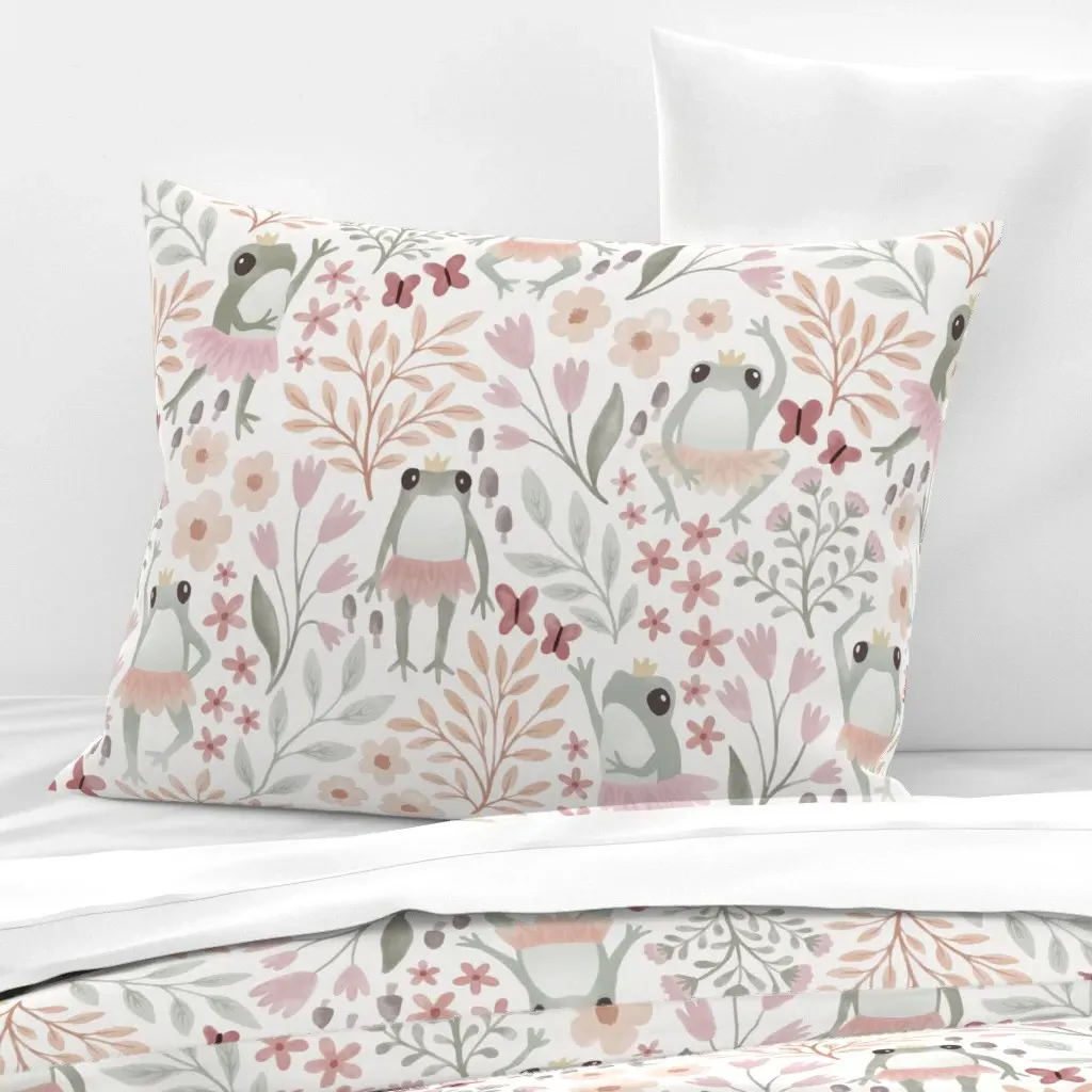 Frog Ballet Standard Knife Edge Cushion Cover - Pink, Cotton Sateen product