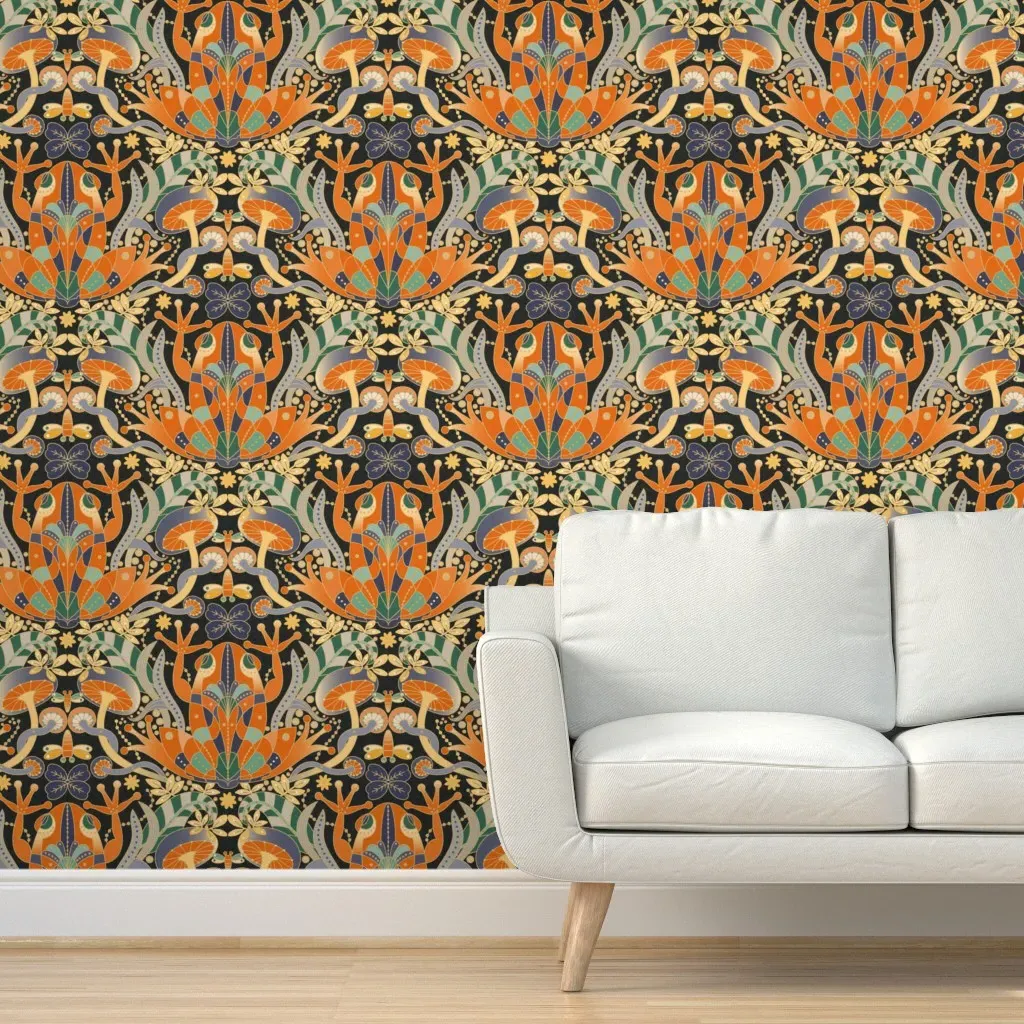 Frog Deco Harlequin Peel and Stick Wallpaper - Orange product