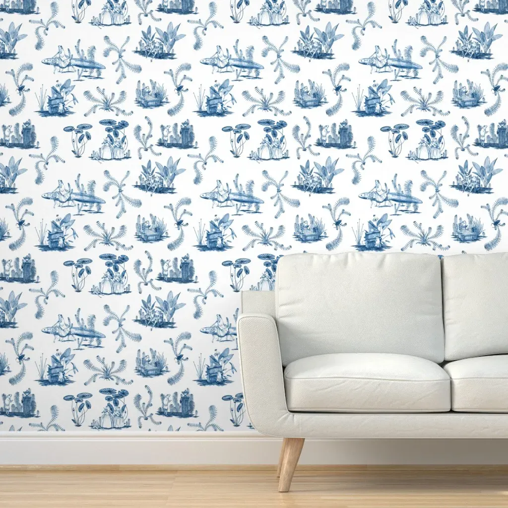 Frog Toile Peel and Stick Wallpaper - Blue product
