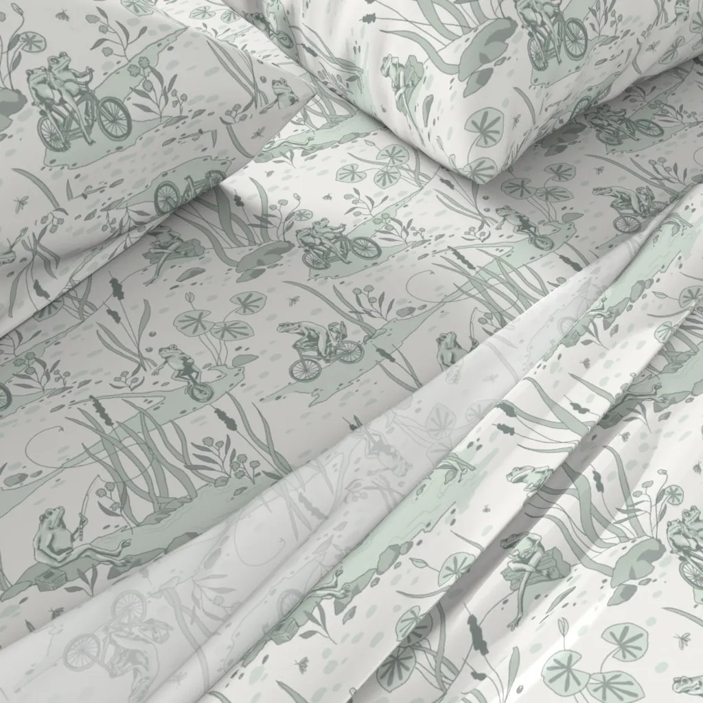 Froggy Day Out Twin Sheet Set - Sage Green alternate view