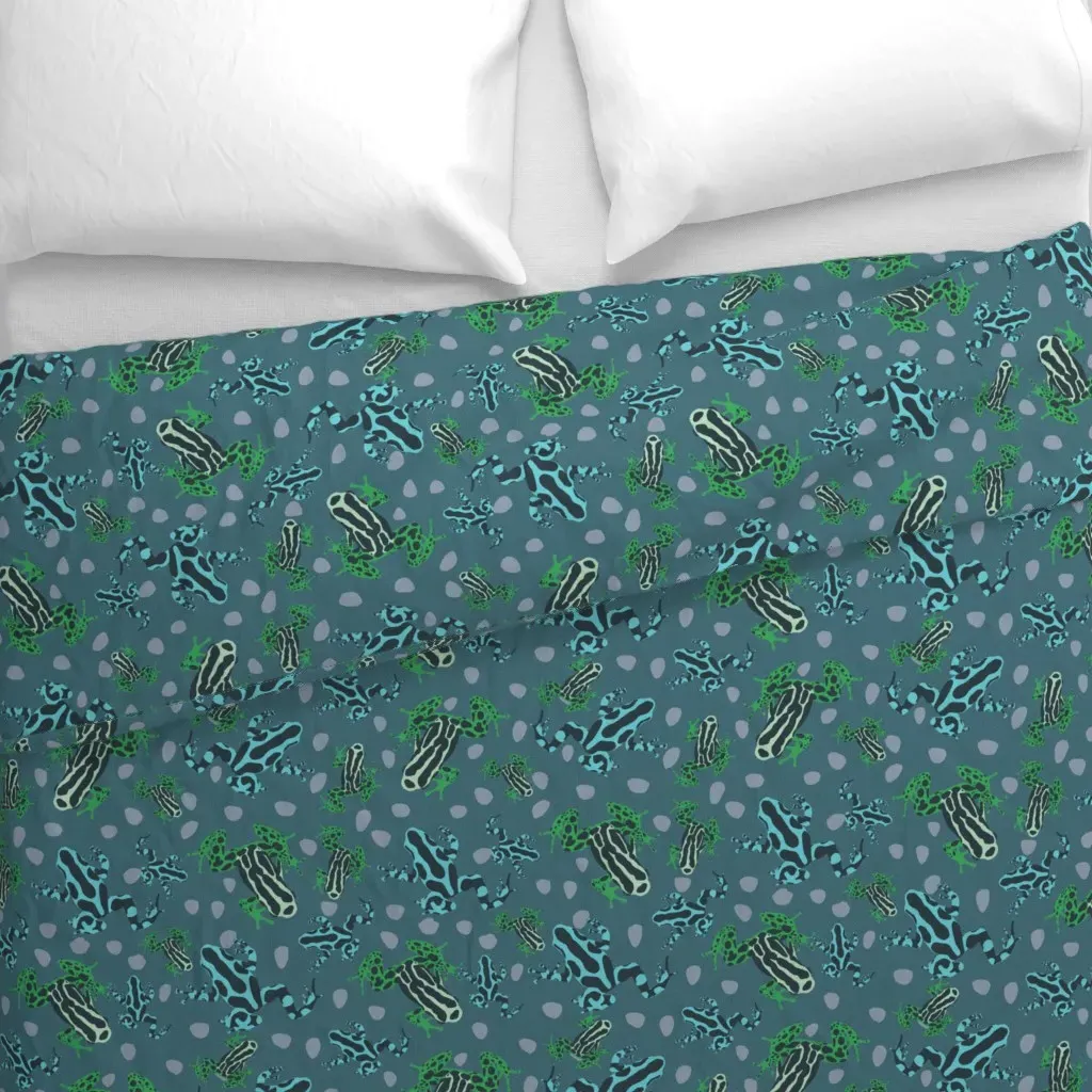 Frogs And More Frogs Duvet Cover - Teal alternate view