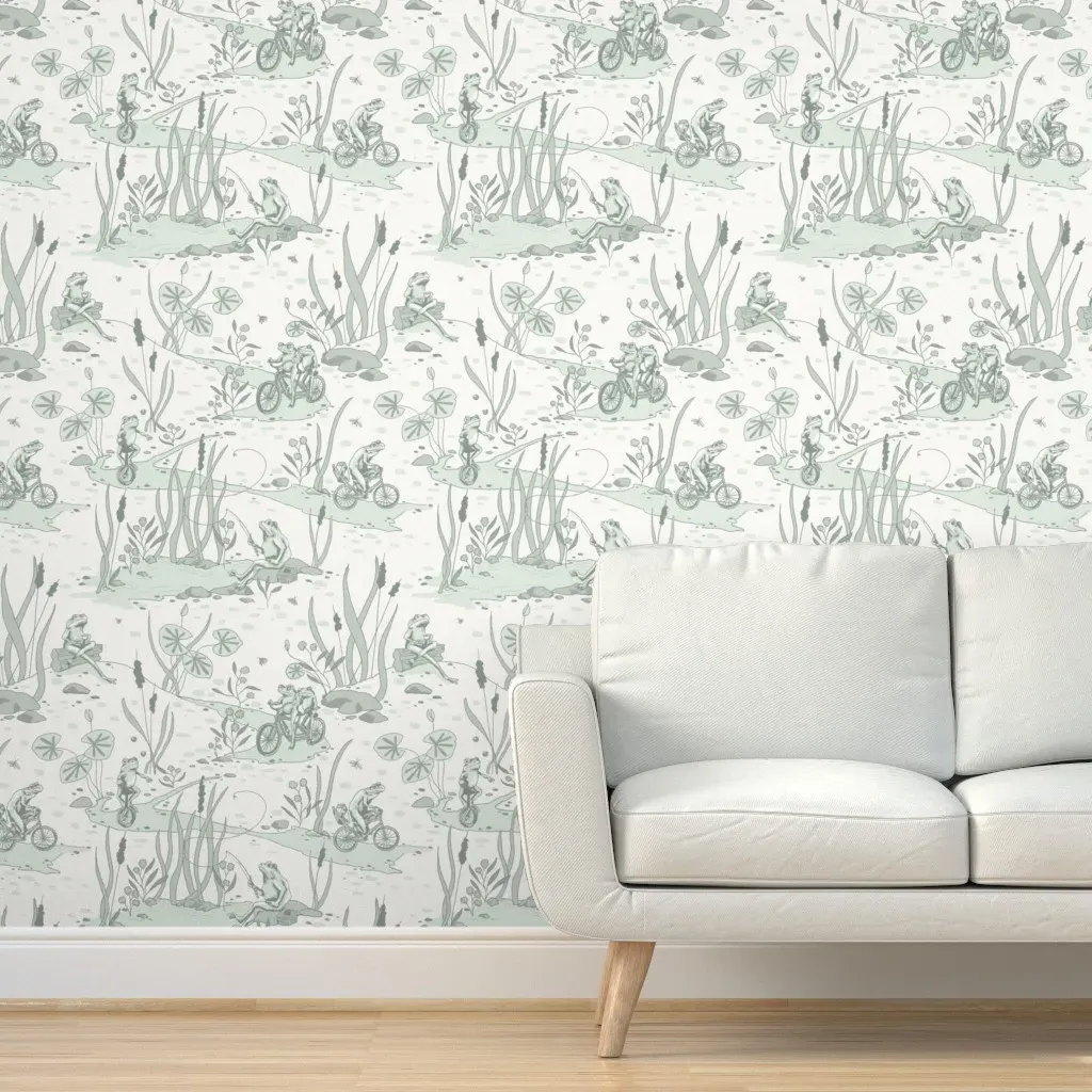 Frog's Day Out Peel and Stick Wallpaper - Sage Green product