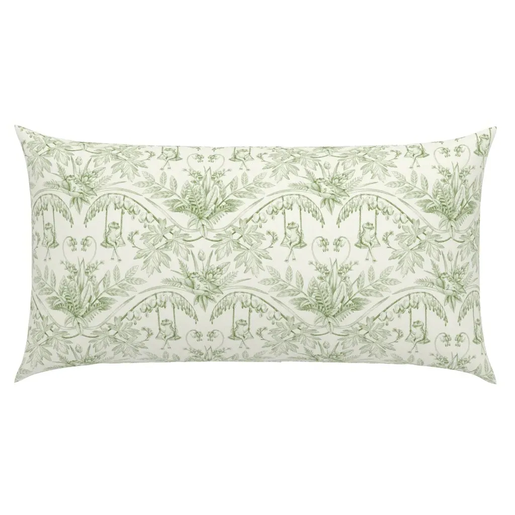 Frogs In A Flower Garden Damask King Pillow Sham - Sage Green product